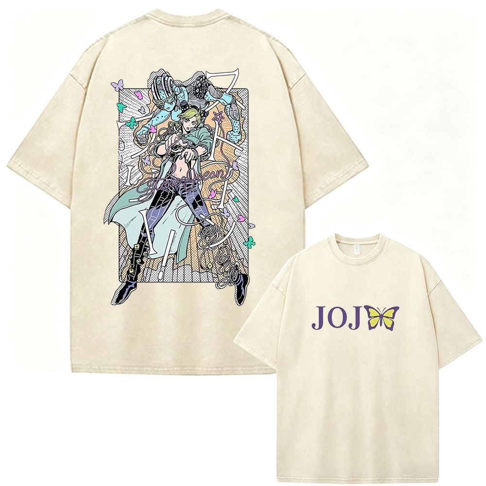 Jojo Anime Merchandise - T-shirt vintage lavata Anime JoJo Bizarre